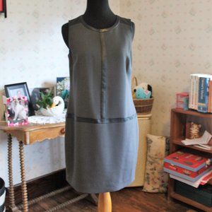 Banana Republic Factory Gray Career Dress w/ Pleather Trim, NWT, Size 4P